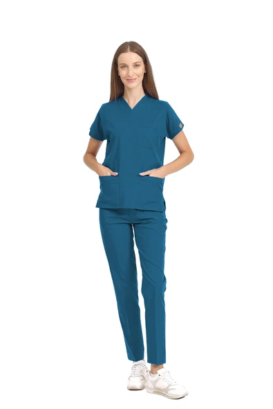 Brl Üniforma BRLSCRUBLE Saks Mavisi Likralı Doktor Ve Hemşire Forması Unisex Cerrahi Takım - 2