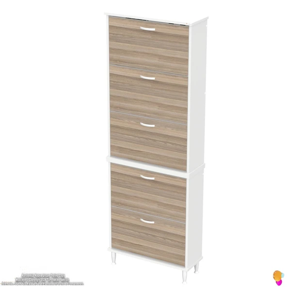 Modilayn VARBİ UMAY Kapı Önü 72x205x26 cm’ lik 5 Düşer Kapak 10 Göz Bölmeli Ayakkabılık - 8