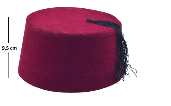 Osmanlı Bordo Erkek Püsküllü Damat Kına Fesi 9,5cm Kısa - 4