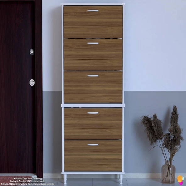Modilayn VARBİ UMAY Kapı Önü 72x205x26 cm’ lik 5 Düşer Kapak 10 Göz Bölme Ayakkabılık - 6
