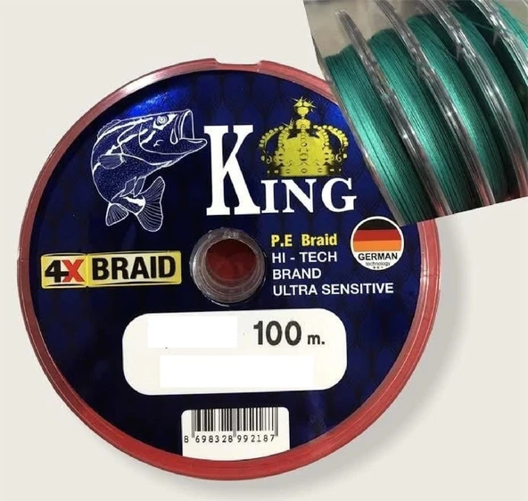 King Braid Ultra Sensitive Alman İp Misina 4X Pe Örgü 0,40Mm ürün görseli