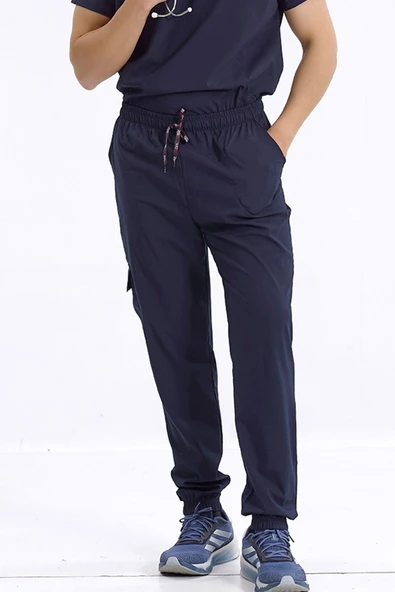 Brl Üniforma BRLBAGEL Tek Alt Kargo Cepli Jogger Likralı Unisex Cerrahi Pantolon Lacivert - 2