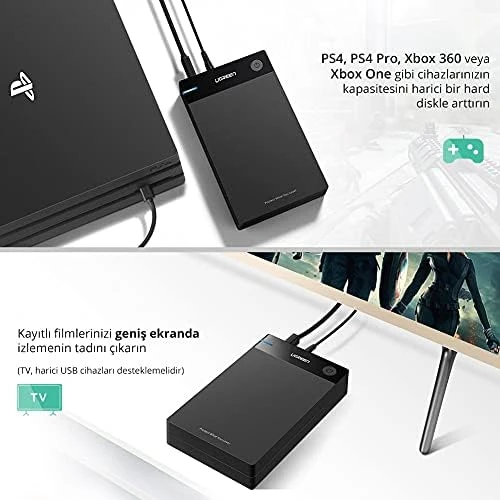Ugreen 3.5 2.5 SATA USB 3.0 Hard Disk Kutusu, Siyah - 4