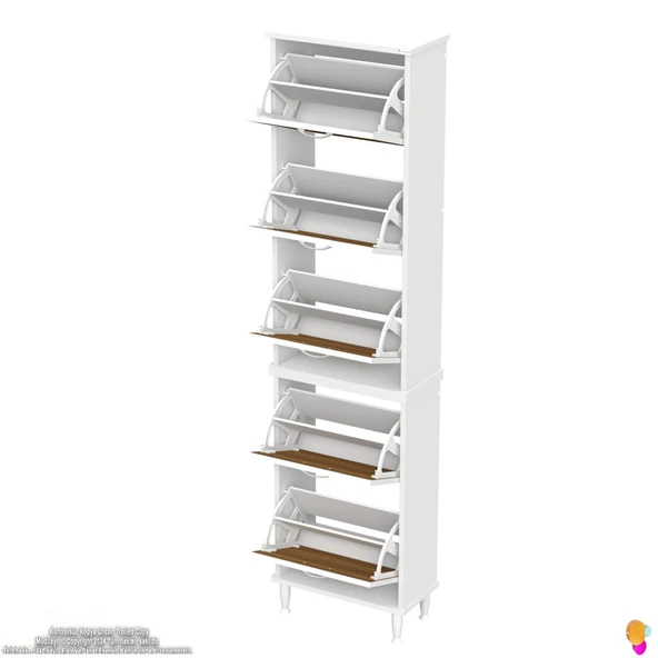 Modilayn VARBİ UMAY Kapı Önü 52x205x26 cm’ lik 5 Düşer Kapak 10 Göz Bölme Ayakkabılık - 7