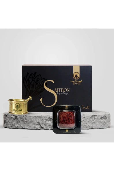 Heptop Saffron  Organik Iran Safranı 5 gr (SÜPER NEGİN SAFRAN) 1 Havan Hediye