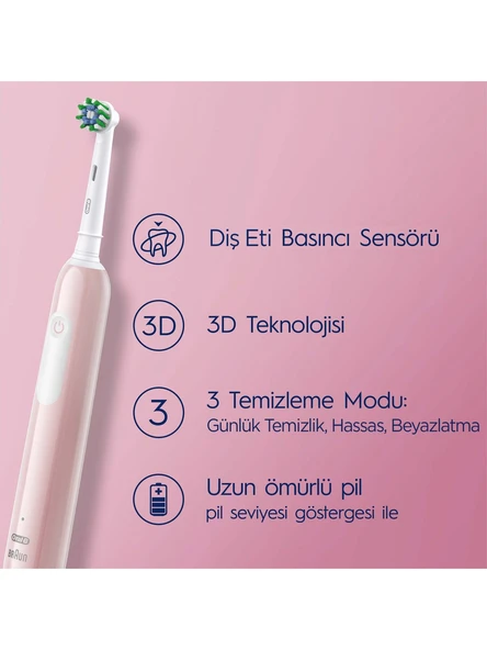 Oral-B Pro Series 1 Pembe Elektrikli Diş Fırçası, 1 Diş Fırçası Başlığı, Braun Tasarımı - 2
