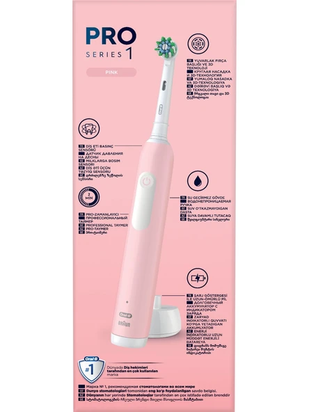 Oral-B Pro Series 1 Pembe Elektrikli Diş Fırçası, 1 Diş Fırçası Başlığı, Braun Tasarımı - 5