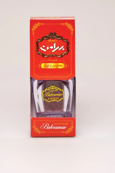Bahraman Saffron  Bahraman Safran Süper Top Negin Safran (3GR) Cam Kutulu,%100 Organik Premium Kalite Iran Safranı.