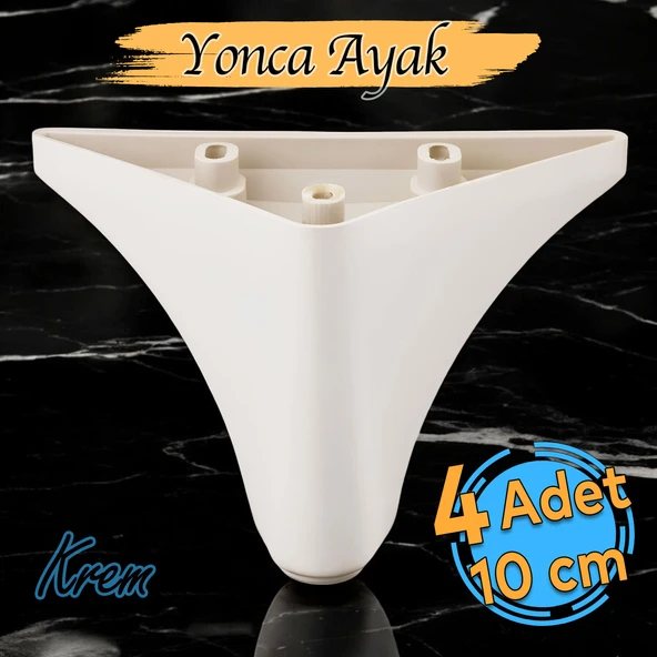 Yonca Mobilya Kanepe Sehpa Tv Ünitesi Koltuk Ayağı 10 Cm Krem Baza Ayakları (4 ADET)