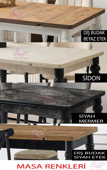 Yanlardan Açılır Yakamoz Dişbudak Masa Topkapı Ayak 4 Ad Çapraz Sandalye 1 Ad Çapraz Bench Sandalye - 4