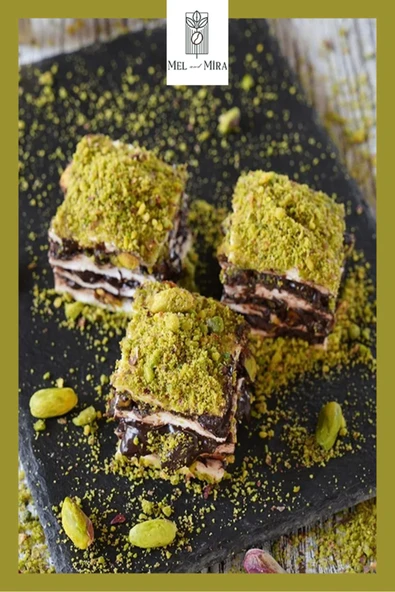 Mel and Mira  Antep Rüyası 400g, Çikolatalı Bol Antep Fıstıklı Katmer Lokum, Baklava Lokum, Pasta Lokum - 4