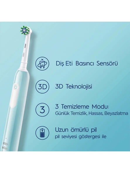 Oral-B Pro Series 1 Mavi Elektrikli Diş Fırçası, 1 Diş Fırçası Başlığı, Braun Tasarımı - 2