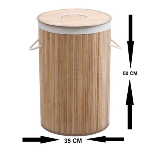 DecoHandy Yuvarlak Bambu Kirli Sepeti - 4