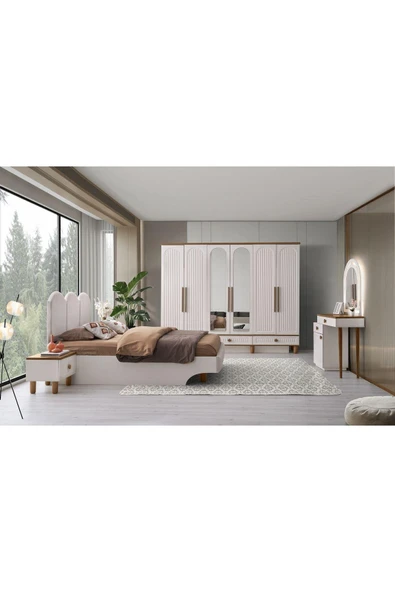 Ücretsiz Montaj-%100 Mdf-aytaşı-bohem Mahlas 6 Kapaklı Aynalı Gardırop - 3