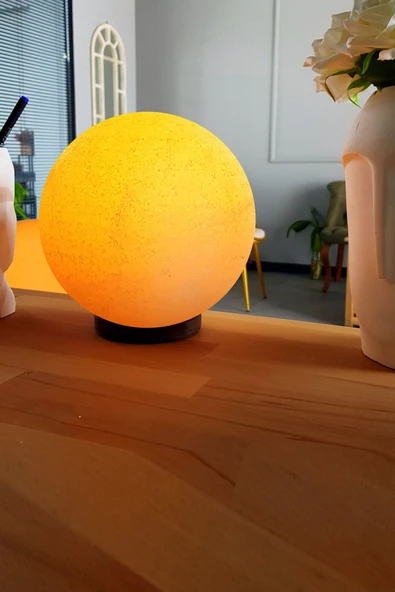 Çankırı Kaya Tuz Lambası Küre Modeli Kaya Tuzu Lambası Beyaz Tuzdan Yaklaşık 4 Kg. Tuz Lamba - 2