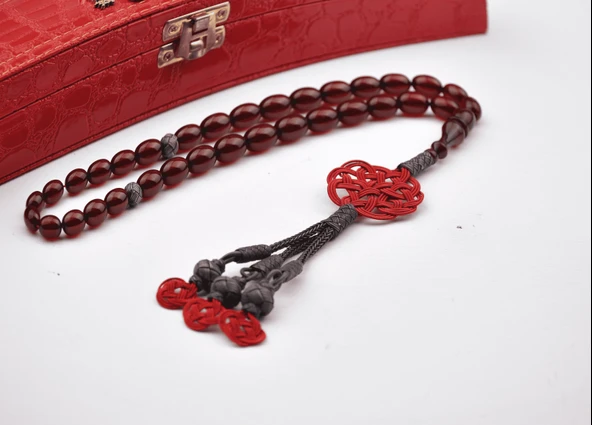 1000 Ayar Kazaz Püsküllü Ateş Kehribar Tesbih ürün görseli 1