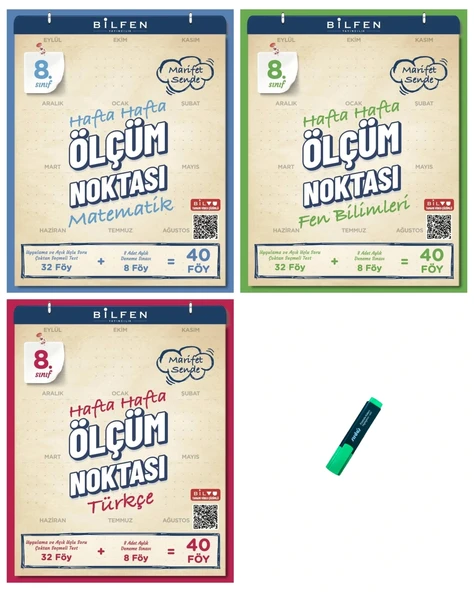 LGS 8. Sınıf Ölçüm Noktası Matematik Fen Bilimleri ve Türkçe 3 Kitap