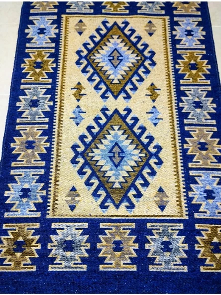 Makine Dokuma Uşak Kilimi, Püsküllü, Çift taraflı - 3
