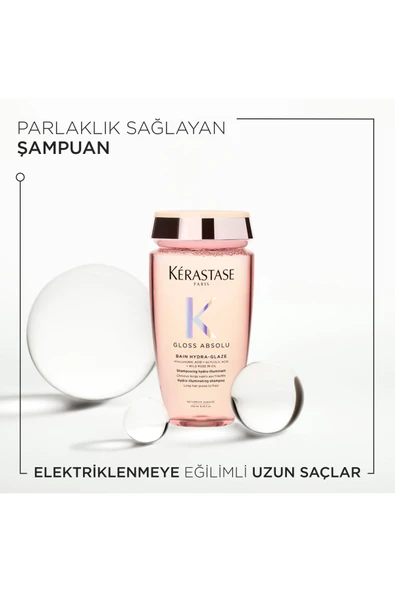 Kérastase Gloss Absolu Bain Hydra-Glaze Elektriklenmeye Eğilimli Saçlar için Parlaklık Veren Şampuan 250 ML - 10