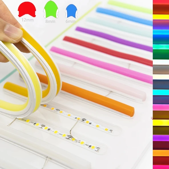 Led şerit bant neon (Pembe) 10 metre dekoratif aydınlatma ışık elastik dayanıklı bükülebilir kendinden yapışkanlı - 5