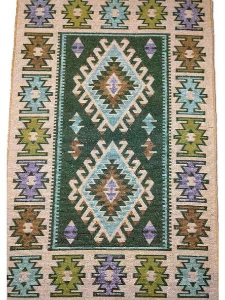 Makine Dokuma Uşak Kilimi, Püsküllü, Çift taraflı - 8