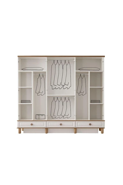 Ücretsiz Montaj-%100 Mdf-aytaşı-bohem Mahlas 6 Kapaklı Aynalı Gardırop - 2