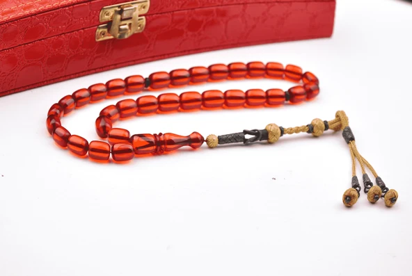 1000 Ayar Kazaz Püsküllü Ateş Kehribar Tesbih ürün görseli 1