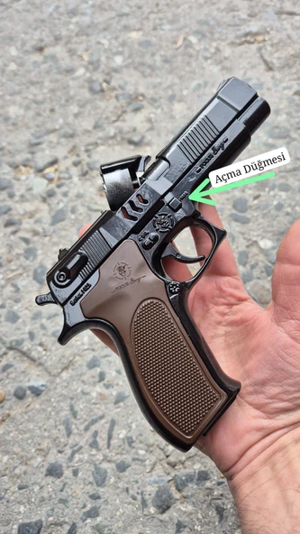 Oyuncak Baretta Silah Kapsül Patlatan Polis Tabanca Ful Demir Ağır Metal 22 cm - 5