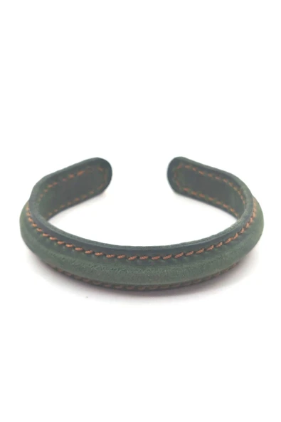 EL İŞÇİLİĞİ İLE ÖZEL ÜRETİLMİŞ DERİ KAPLAMALI BAKIR BİLEKLİK - Resim 7