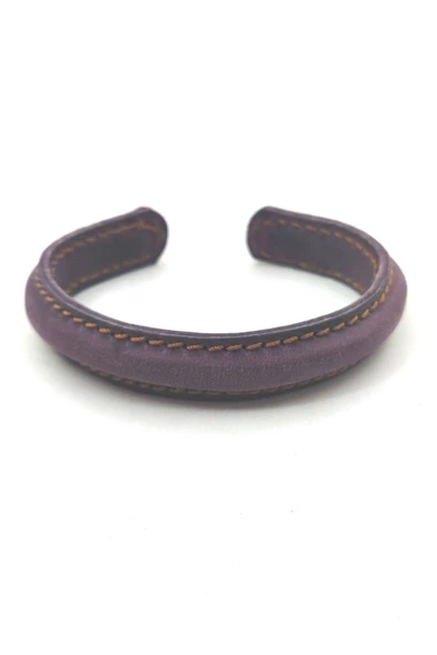 EL İŞÇİLİĞİ İLE ÖZEL ÜRETİLMİŞ DERİ KAPLAMALI BAKIR BİLEKLİK - Resim 11