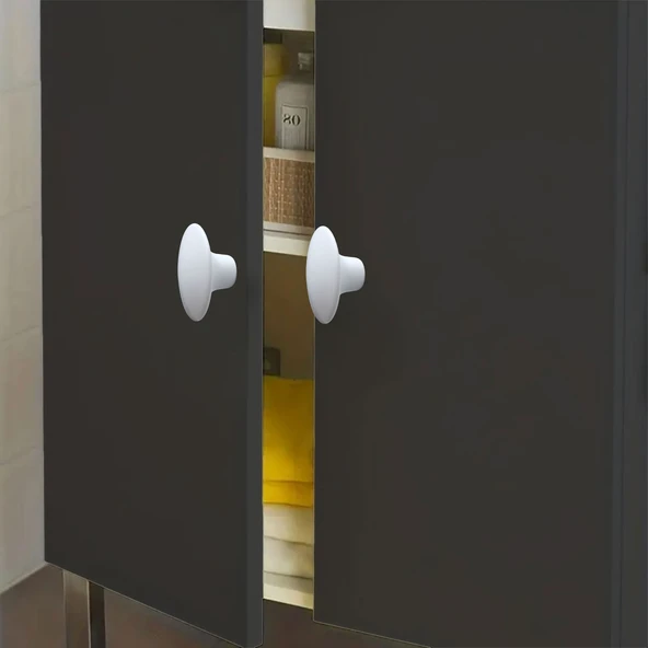 Mobilya Mutfak Dolap Dolabı Çekmece Kulpu Kulbu Plastik Dış Bükey Kulp BEYAZ Renk 10 Adet - Resim 5