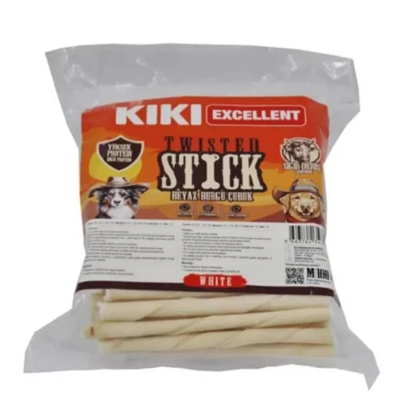 Kiki Excellent White Twisted Stick (Beyaz Burgu Çubuk)  - 100 ADET