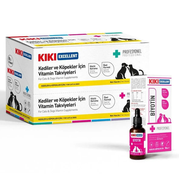 KIKI Excellent Kedi & Köpek Biyotin 50 ml. 8 Adet (Kutu) KCD104B8 ürün görseli 1