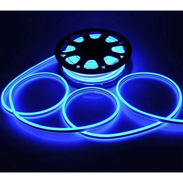 Neon LED şerit 5metre (Mavi) LED zincir bandı hortum esnek dekoratif aydınlatma ışık 12V 10W - 4