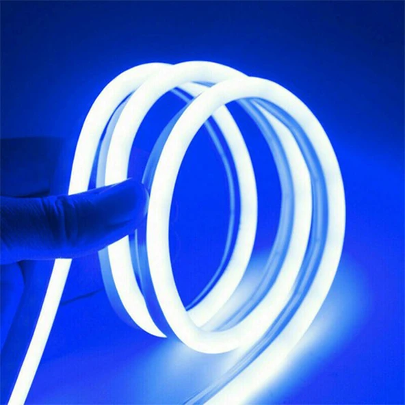 Neon LED şerit 5metre (Mavi) LED zincir bandı hortum esnek dekoratif aydınlatma ışık 12V 10W (1. Gen.) - 2