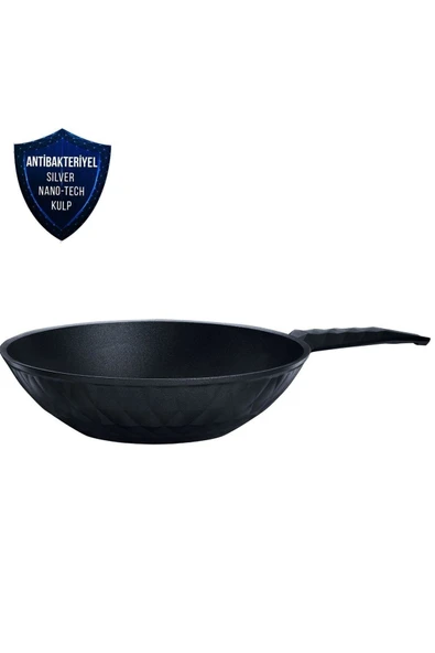BioDiamond Antibakteriyel Kulp İndüksiyon Tabanlı Wok Tava 28 cm 2,9 Lt