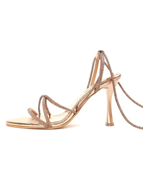 Kadın Abiye Ayakkabı İnce Topuklu Bağlamalı Abiye Ayakkabı - 4