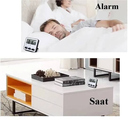 Alarmlı Dijital Öğrenci Sınav Kronometresi 24 Saat Geri Sayım Cihazı Saat - Alarm / Kronometre - 4