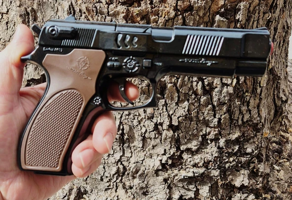 Oyuncak Baretta Silah Kapsül Patlatan Polis Tabanca Ful Demir Ağır Metal 22 cm 5 Paketli - 2