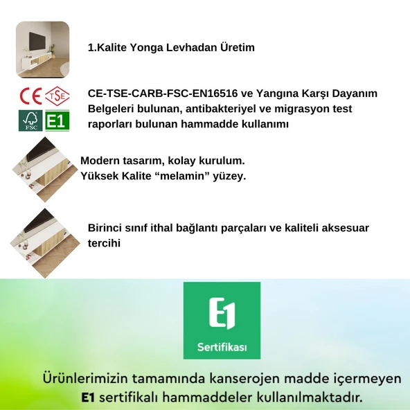 Viesmo Modeno Tv Ünitesi Safir Meşe Beyaz - 5