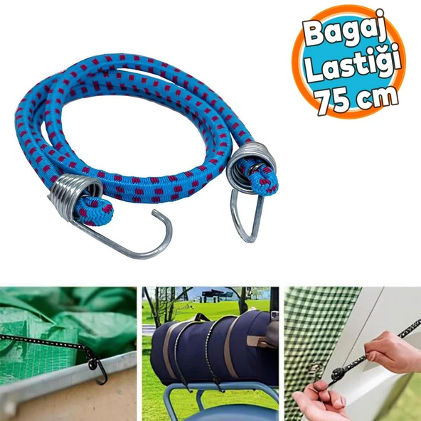 Kancalı Elastik Motorsiklet Oto Araç Araba Bagaj Lastiği Bisiklet Sabitleme Lastik Ahtapot 75 cm