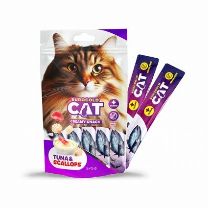 EuroGold Cat Sıvı Kedi Ödülü Ton - Deniz Tarağı 5x15Gr 12li ürün görseli 1