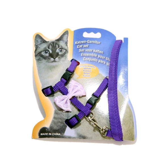 YK-501 Fiyonklu Kedi Gezdirme Tasması ürün görseli 1