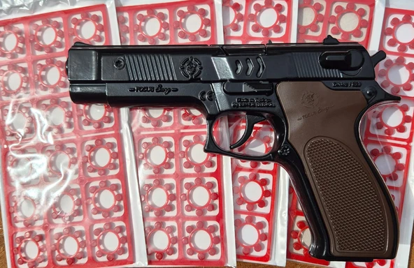 Oyuncak Baretta Silah Kapsül Patlatan Polis Tabanca Ful Demir Ağır Metal 22 cm 5 Paketli - 3