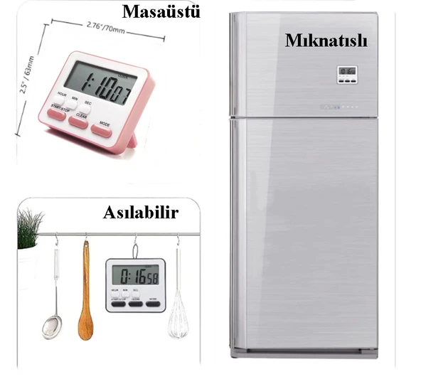 Alarmlı Dijital Öğrenci Sınav Kronometresi 24 Saat Geri Sayım Cihazı Saat - Alarm / Kronometre - 2