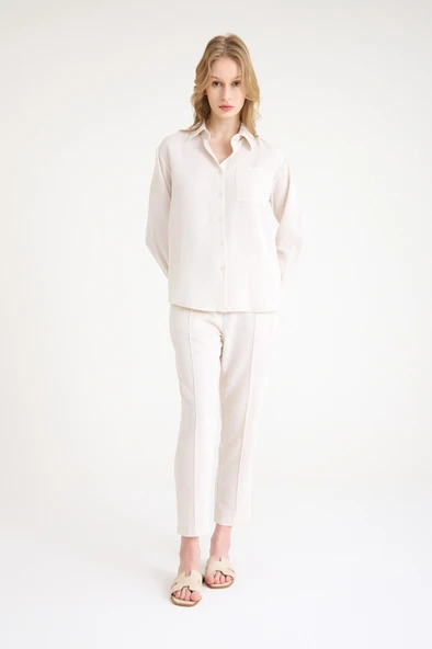 Keten Günlük İkili Takım Elbise Pantolon Gömlek ürün görseli