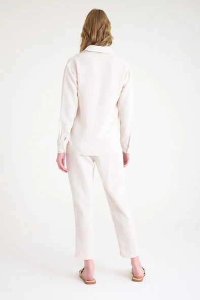 Keten Günlük İkili Takım Elbise Pantolon Gömlek - Resim 9