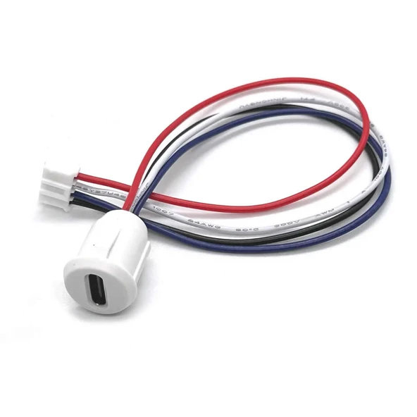 Type C Panel Montaj Dişi Soket 4 Pin 15cm Kablolu Beyaz Uzatma USB 3.1 Konnektör Araba Kamera Oyuncak Telefon Şarj Mp3 Tablet ürün görseli 1