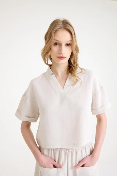 Yaka Detaylı Şortlu İkili Takım - Resim 6