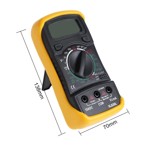 XL830L Dijital Multimetre  Ölçü Aleti Avometre Voltmetre Ampermetre Voltaj Akım Direnç Transistör Diyot Test Cep Tipi Mini - 5